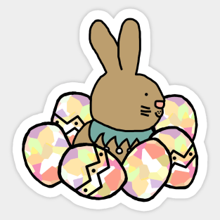 Easter Bunny with All of the Easter Eggs Sticker